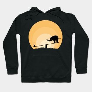 rabbit and elephant playing seesaw Hoodie